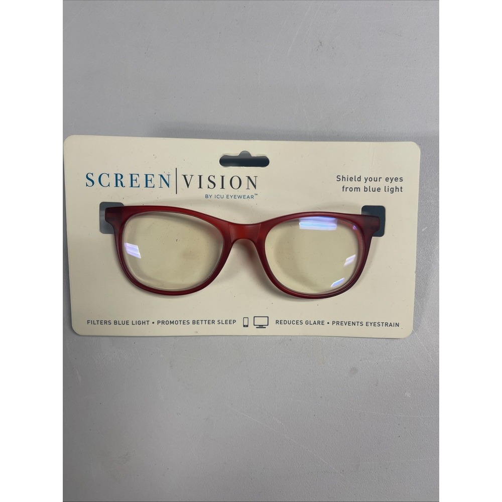 ICU Eyewear Screen Vision Glasses Filter Blue Light 100% UVA/UVB Protection RED